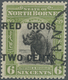 O Nordborneo: 1918, Pictorial Definitive 6c. 'Sumatran Rhinoceros' In Apple-green Optd. 'RED CROSS TWO - North Borneo (...-1963)