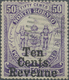 O Nordborneo - Stempelmarken: 1886, Coat Of Arms Definitive 50c. Violet With Opt. 'Ten Cents Revenue' - North Borneo (...-1963)