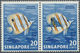 ** Singapur: 1962, Definitive Issue 20c. 'Copper-banded Butterflyfish' Horizontal Pair With Heavy INK F - Singapore (...-1959)