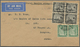 Br/ Malaiische Staaten - Selangor: 1938, Airmail Letter Bearing 6 Values Of The Mosque Issue Making A Ra - Selangor