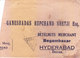 PORTUGUESE INDIA - 1937 COMMERCIAL COVER SENT TO HYDERABAD, BRITISH INDIA WITH CENSOR MARKING - Portugiesisch-Indien