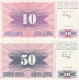 Bosnia &amp; Herzegovina  #10 10 Dinara And #12 50 Dinara 1992 Banknotes - Bosnie-Herzegovine