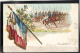 228 . MILITARIA . AVANT LA CHARGE  . (recto/verso)  DRAPEAU FRANCAIS . CHEVAUX . CAVALIERS - Guerre 1914-18