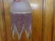 Luminaire Ancien En Verre Opaque Epais +des Pampilles De Perles -a Restaurer-ton Violet-+ Pampille Pour Lampe Ou Autre - Luminaires & Lustres