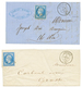 14 1862 N°14 Obl. PC 93 + Rare T.15 ANTIBES (87) Sur Lettre Pour NICE. On Joint N°14 PC 93+ ANTIBES(78). TTB. - Altri & Non Classificati