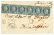 105 1850 Superbe Bande De 6 Du 25c CERES(n°4) Obl. Grille Sur Lettre De PARIS Pour PHILADELPHIA (USA). Lettte Trés RARE  - 1849-1850 Ceres