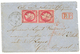 169 "Double Port Pour LAGOS" : 1864 Paire 80c Def. Obl. GC 2429 + T.15 MONTAUBAN Sur Enveloppe(pd) Avec Texte Complet (8 - 1862 Napoléon III.