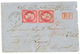 169 "Double Port Pour LAGOS" : 1864 Paire 80c Def. Obl. GC 2429 + T.15 MONTAUBAN Sur Enveloppe(pd) Avec Texte Complet (8 - 1862 Napoleone III