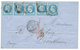 178 1868 Bande De 5 Du 20c(n°29) + BORDEAUX BOITE MOBILE Sur Lettre Pour DROTHEIN (NORVEGE). TTB. - 1862 Napoleon III