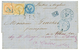 476 "Affrt Tricolore à 70c" : 1869 AIGLE 10c+ 20c(pd)+ 40c Obl. SNG Bleu + SENEGAL ET DEP. ST LOUIS Sur Lettre Pour La F - Autres & Non Classés