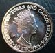 Turks And Caicos Islands 20 CROWNS 1997 SILVER PROOF "40th Anniversary Of Coronation" Free Shipping Via Registered - Turks E Caicos (Isole)