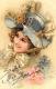 [DC11426] CPA - DONNA CON CAPPELLO E FIORI - PERFETTA - Viaggiata 1900 - Old Postcard - Altri & Non Classificati