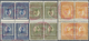 **/* Jugoslawien: 1921/1925, King Alexander-Vignettes Two Sets In Blocks Of Four With Inverted Gutter Pai - Lettres & Documents