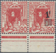 ** Algerien: 1939, 1 Fr. On 90 C. Red, Mint Never Hinged Horizotal Lower Margin Pair, Left Stamp Withou - Autres & Non Classés