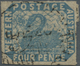 O Westaustralien: 1854/55, 4d Pale Blue, Rouletted, Good To Large Margins With Roulettes Complete On A - Brieven En Documenten