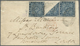 Br Neuschottland: 1859, Crown And Heraldic Flowers 3d. Bright Blue Single And Horiz. Pair With DIAGONAL - Lettres & Documents