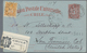 GA Chile - Ganzsachen: 1895, Stationery Card Colon 3 C Carmine On Bluish Paper Uprated 10 C Orange Sent - Chili