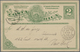 GA Costa Rica: 1890, 2 Ct Green Postal Stationery Card With Clear Double Cirle Dater ALAJUELA / COSTA R - Costa Rica