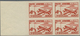 ** Fezzan: 1948, Imperf Air Mail Set Of Two Values In Margin Blocks Of Four, Mint Never Hinged, Fine An - Brieven En Documenten