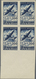 ** Fezzan: 1948, Imperf Air Mail Set Of Two Values In Margin Blocks Of Four, Mint Never Hinged, Fine An - Lettres & Documents