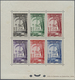 **/(*) Fezzan: 1950. Lot With One Composite, Perforated Epreuve Of Six Stamps (mint, Nh) For The Complete O - Lettres & Documents