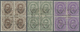 O/ Italienisch-Eritrea: 1893, 40c. Brown, 45c. Olive And 60c. Violet, Three Values Each As BLOCK OF FOU - Erythrée