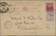 GA Leeward-Inseln: 1890, 1 D Carmine QV Postal Stationery Card, Uprated With 1/2 D Mauve/green QV, Used - Leeward  Islands