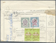 Br Libyen: 1964: Parcel Card Sent To Teheran, Iran Franked With 1960 High Values 100 M And 200 M And 19 - Libye