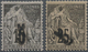 * Madagaskar: 1891, 5 (C) On 10 C. Black On Lilac And 5 (C) On 25 C. Black On Lilac Pink, Two Unused I - Autres & Non Classés