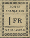 * Madagaskar: 1891, Local Typeset Issue, 1fr. Black On Yellow, Mint O.g. Previously Hinged, Signed Cal - Autres & Non Classés