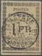 O Madagaskar: 1891, Local Typeset Issue, 1fr. Black On Yellow, Used "TAMATAVE 7 SEP 91", Signed Brun. - Autres & Non Classés