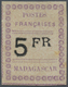 (*) Madagaskar: 1891 Local Issue 5f. Violet & Black On Grey, Unused Without Gum As Issued, Repaired (bac - Autres & Non Classés