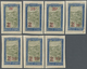 Brfst Madagaskar: 1922, 25 C. On 2 F. Blue And Oliv Landscapes With Overprint, Seven Different Overprint T - Autres & Non Classés