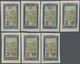 Brfst Madagaskar: 1922, 25 C. On 2 F. Blue And Oliv Landscapes With Overprint, Seven Different Overprint T - Andere & Zonder Classificatie