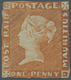 (*) Mauritius: 1848-59 1d. Vermilion On Bluish Paper, Intermediate Impression, UNUSED Without Gum, Cut I - Maurice (...-1967)