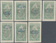 Brfst Mittelkongo: 1924, 25 C. Green/gray With Overprint, Seven Different Overprint Types In Blue Unused O - Andere & Zonder Classificatie