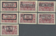 Brfst Neukaledonien: 1924, VINGT-CINQ-CENTIMES On 2 F. Carmine On Grey-blue Ship With Overprint, Seven Dif - Autres & Non Classés