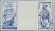 ** Neukaledonien: 1941. + French Guiana. Imperforate Se-tenant Gutter Pair In Blue Containing The Stamp - Autres & Non Classés