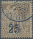 O Nossi-Be: 1889, Nossi-Bé (Madagascar), "25" Surcharge On 30 C. Brown, Blue Cancellation "NOSSI-BE 30 - Andere & Zonder Classificatie