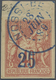 Brfst Nossi-Be: 1889, Nossi-Bé (Madagascar), "25" Surcharge On 40 C., Blue Cancellation "NOSSI-BE 28 JUIN - Autres & Non Classés