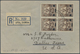 Br Samoa: 1940, 3d On 1 1/2 P Brown Block Of Four On Registered Cover From APIA To Dallas/USA - Samoa