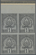 (*) Tunesien: 1889, Coat Of Arms 1c. Black On Blue With Dotted Background Imperforate PROOF Block Of Fou - Tunesië (1956-...)