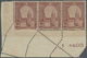 * Tunesien: 1906, 2c. Brownish Red, Horiz. Strip Of Three From The Lower Left Corner Of The Sheet, Lef - Tunesië (1956-...)