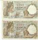 France 2 Billets Sully 100 Cent 1940,1941 - 100 F 1939-1942 ''Sully''