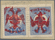 Brfst Albanien: Albania, 1913, 1 Piaster Blue Of Turkey Pair With RED (instead Of Normal Black) Handstamp - Albanië