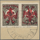 Brfst Albanien: Albania, 1913, 2 1/2 Piaster Dark Brown Of Turkey Pair With RED (instead Of Normal Black) - Albanie