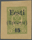 (*) Estland - Lokalausgaben: Rakwere (Wesenberg): 1918, 15 On 2kop. Green Stationery Cutout, Unused No G - Estonie