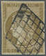 O Frankreich: 1849, 10 C. "bistre Verâtre Foncé", Very Good Margins All Around, Used With Grid Cancell - Oblitérés