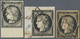 O/Brfst Frankreich: 1849, 20c. Black, Three Stamps In Different Shades Incl. A Bottom Marginal Copy. - Oblitérés