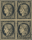 O Frankreich: 1849, 20c. Black On Cream Paper, Block Of Four, Intense Colour, Full Margins All Around, - Oblitérés